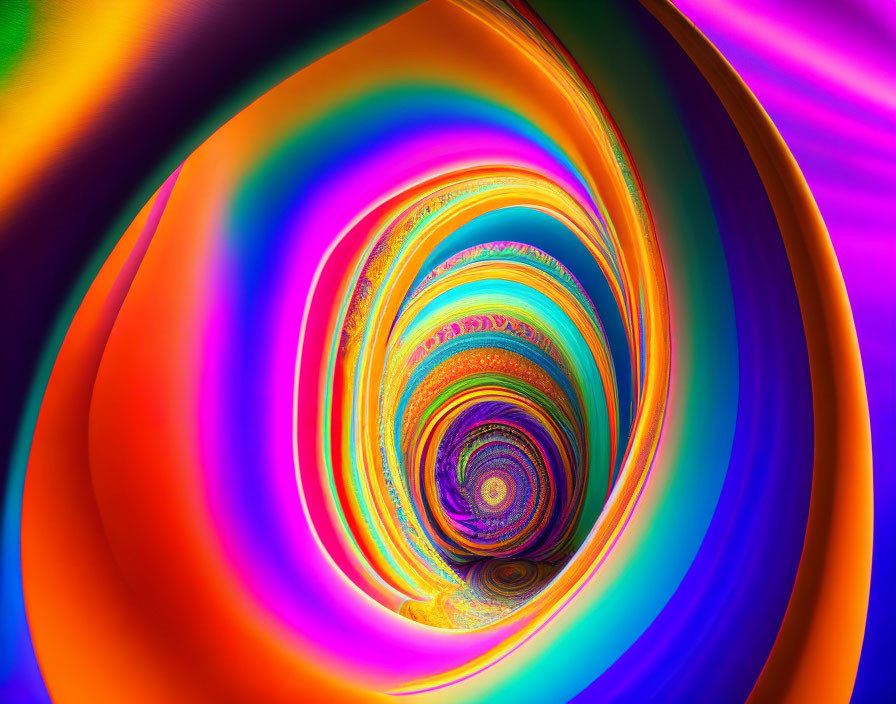 Colorful Swirling Vortex Pattern in Purple, Orange, Yellow, and Blue