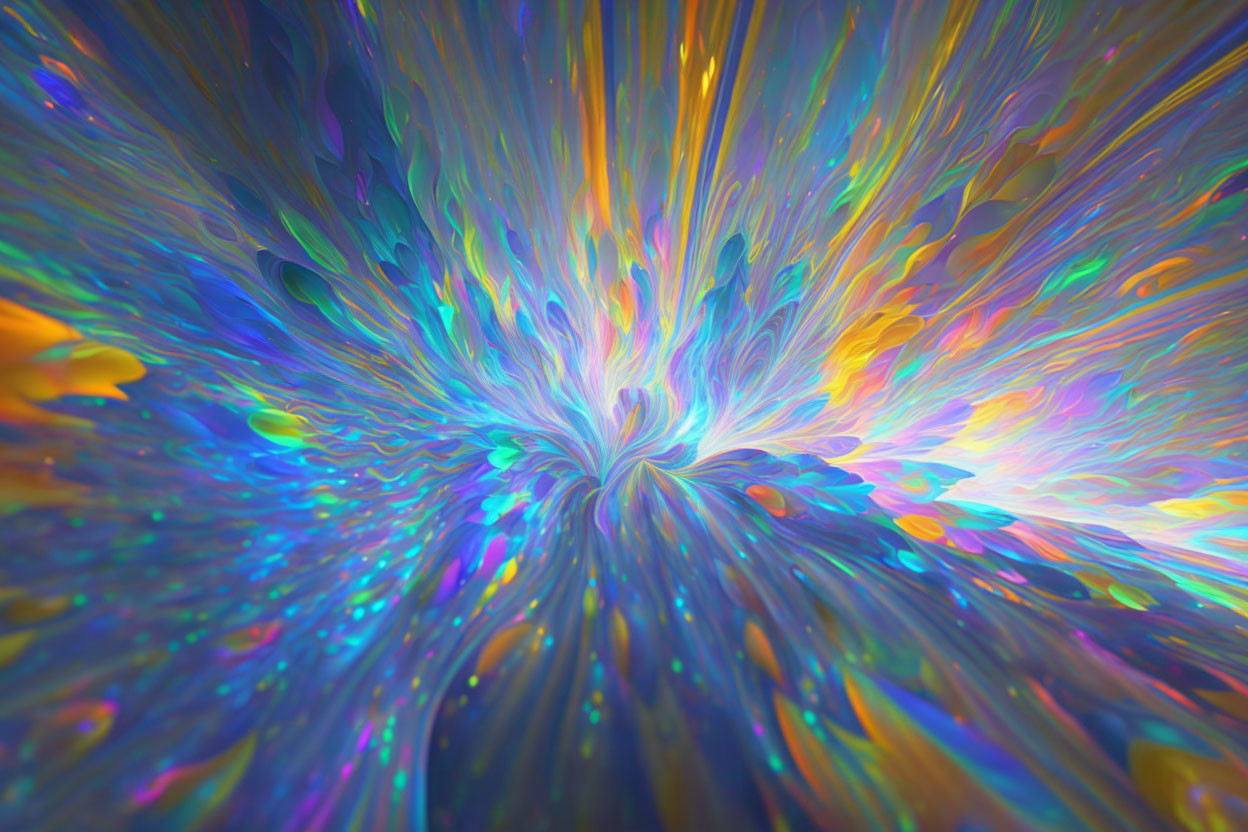 Colorful Abstract Digital Art: Blue, Yellow, and Pink Explosion