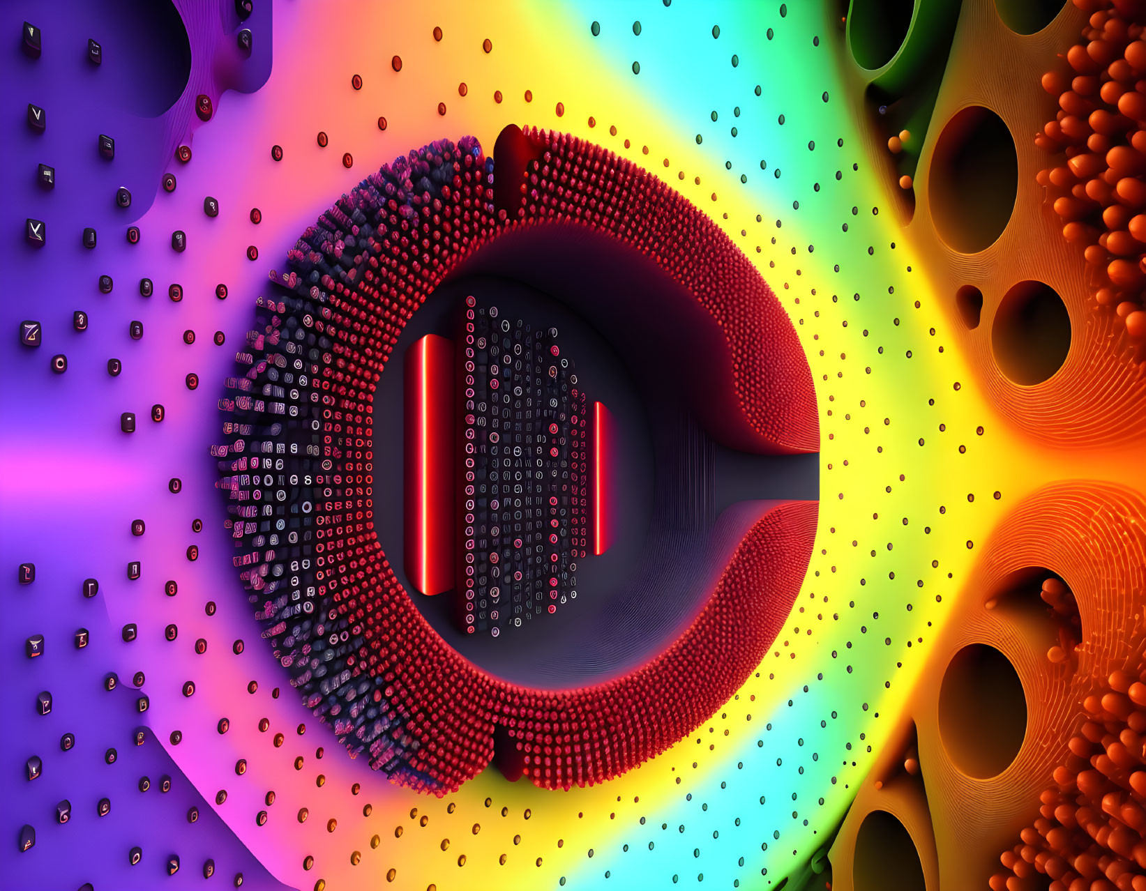 Colorful Abstract Digital Artwork: Tunnel Structure with Geometric Patterns