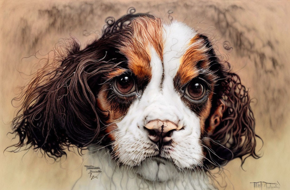 Detailed Drawing of Cavalier King Charles Spaniel with Soulful Eyes