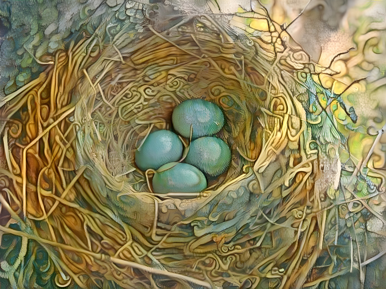 Robin's Nest With Eggs