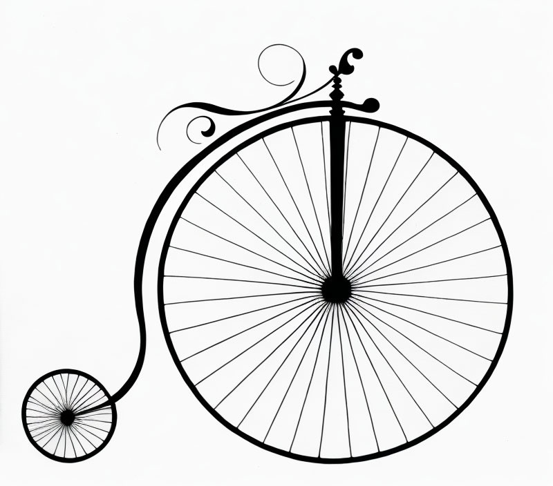 Vintage penny-farthing bicycle silhouette on white background