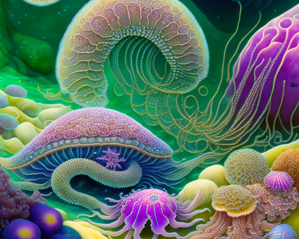 Colorful Coral and Sea Anemone Underwater Scene