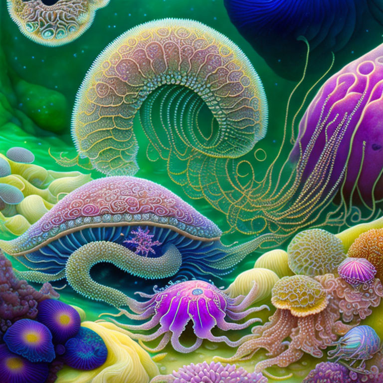 Colorful Coral and Sea Anemone Underwater Scene