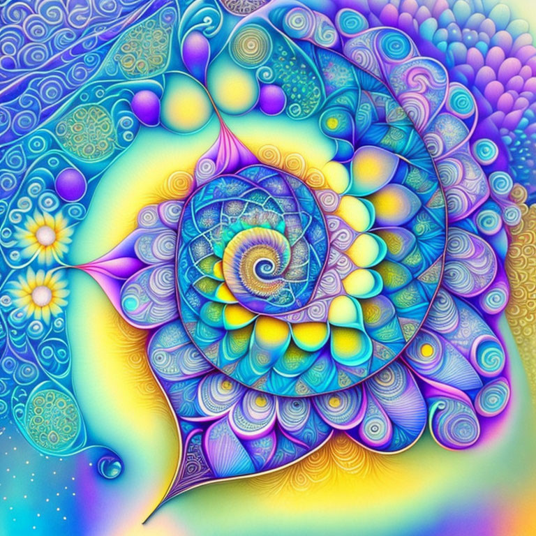 Colorful Digital Artwork with Intricate Spiral Patterns