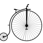 Vintage penny-farthing bicycle silhouette on white background