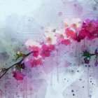 Colorful Stylized Flower Illustration on Watercolor Background