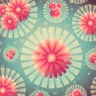 Colorful digital artwork: Layered pink, coral, and teal stylized flowers in dreamlike underwater