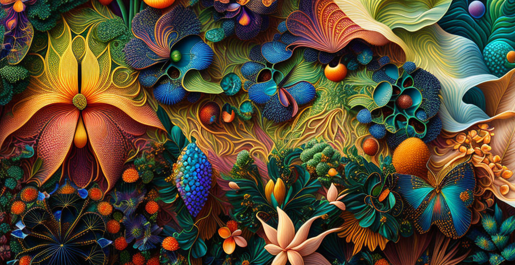 Colorful Abstract Floral-Like Digital Artwork