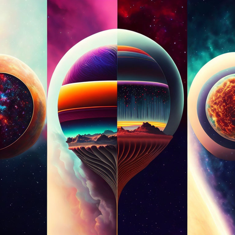 Vibrant surreal landscapes in spherical frames