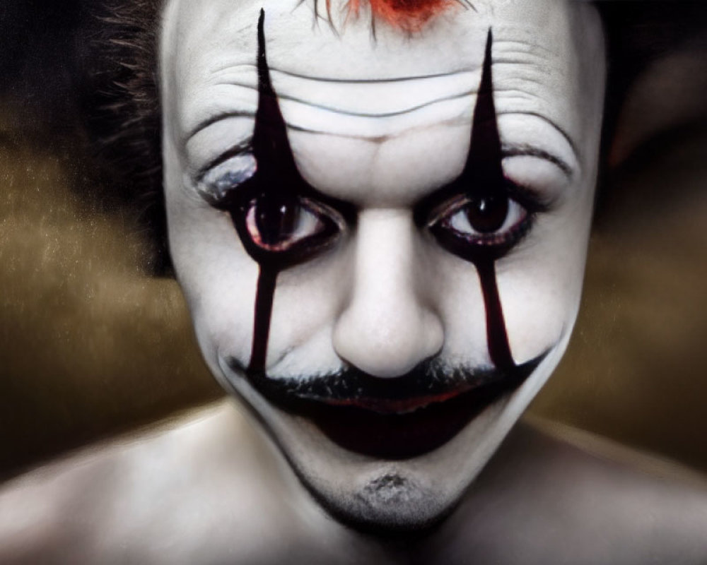 Detailed Close-Up of Person in Dramatic Clown Makeup