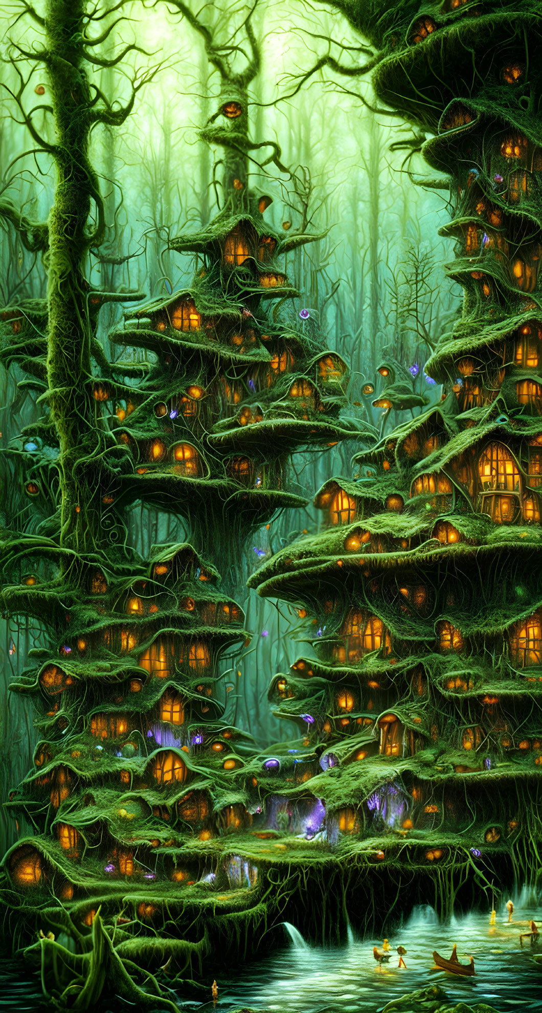 Luminescent Trees and Mysterious Dwellings in Enchanted Forest