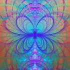 Abstract Fractal Image with Symmetrical Blues and Purples