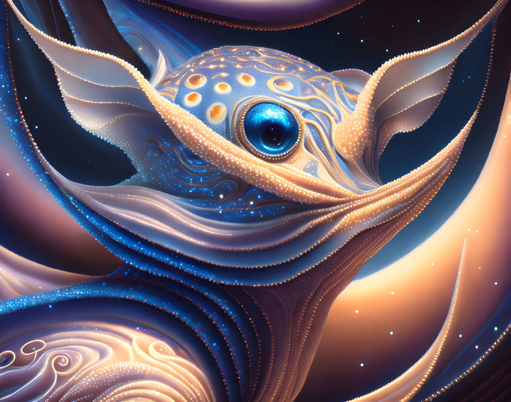 Colorful One-Eyed Creature in Fantasy Space Environment