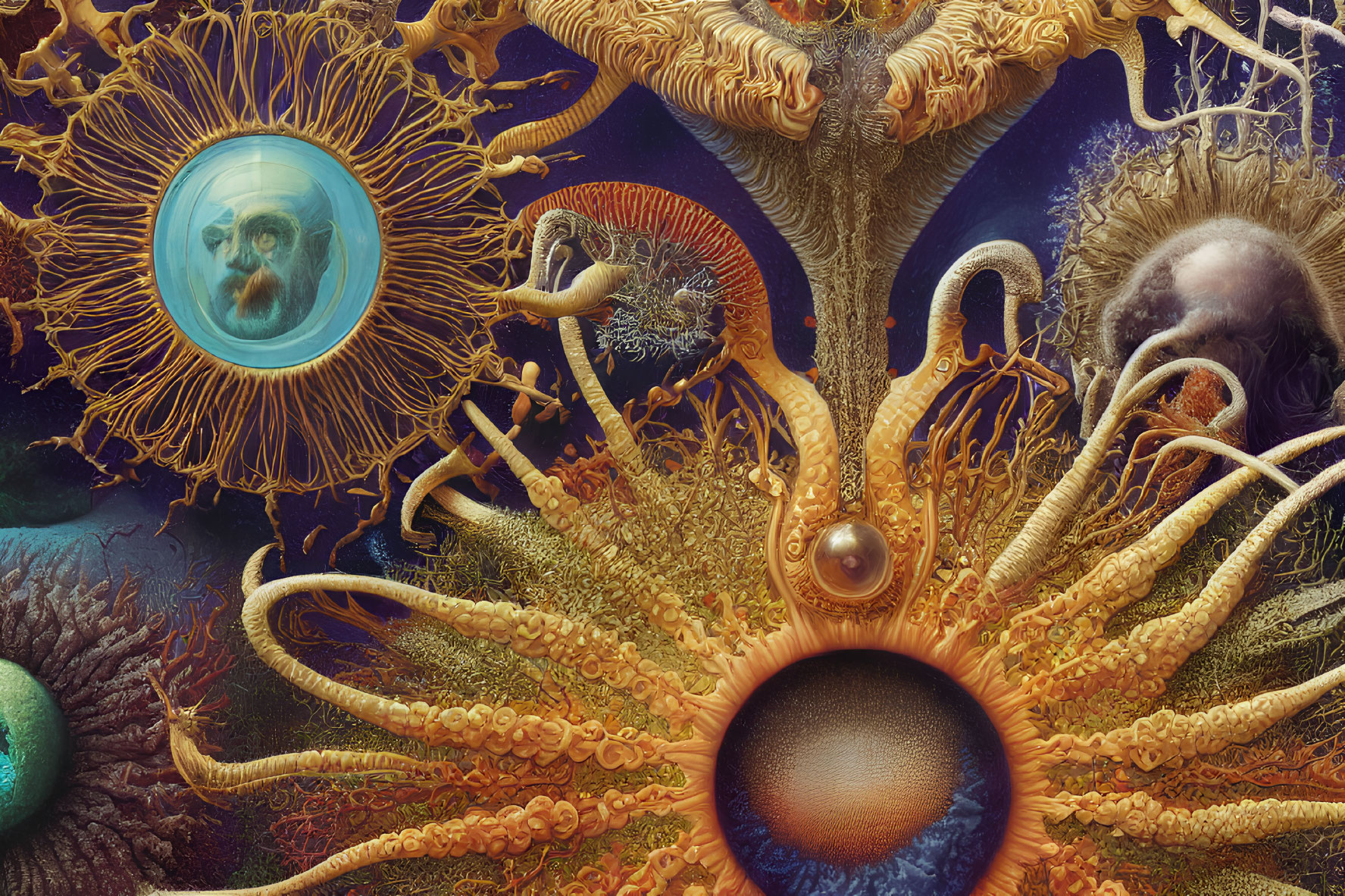 Detailed Artwork of Alien-Like Marine Organisms