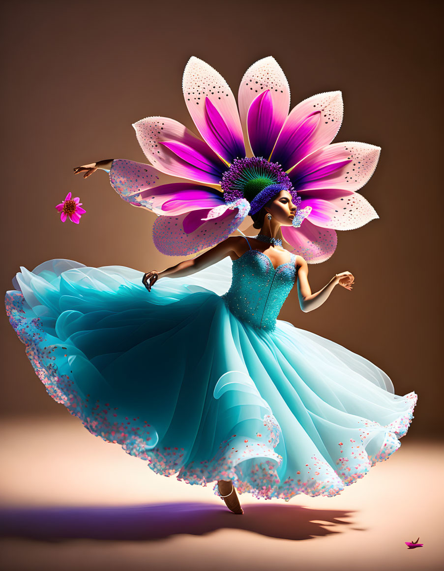 Colorful Flower-Inspired Costume on Graceful Dancer