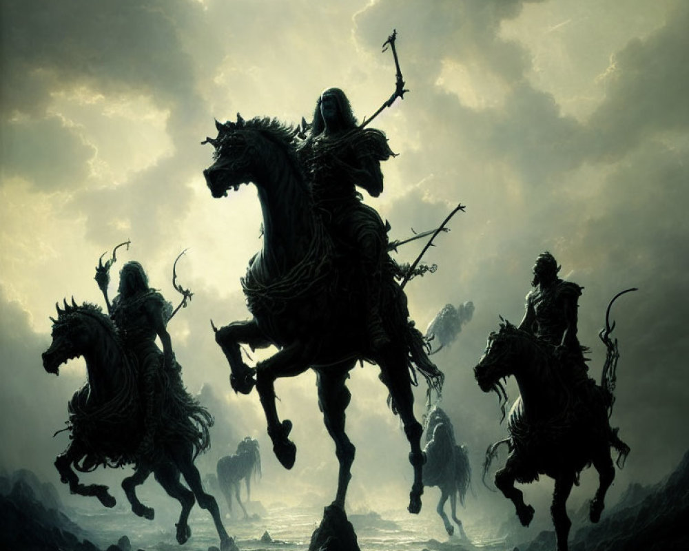 Spectral Figures on Horseback in Ominous Landscape