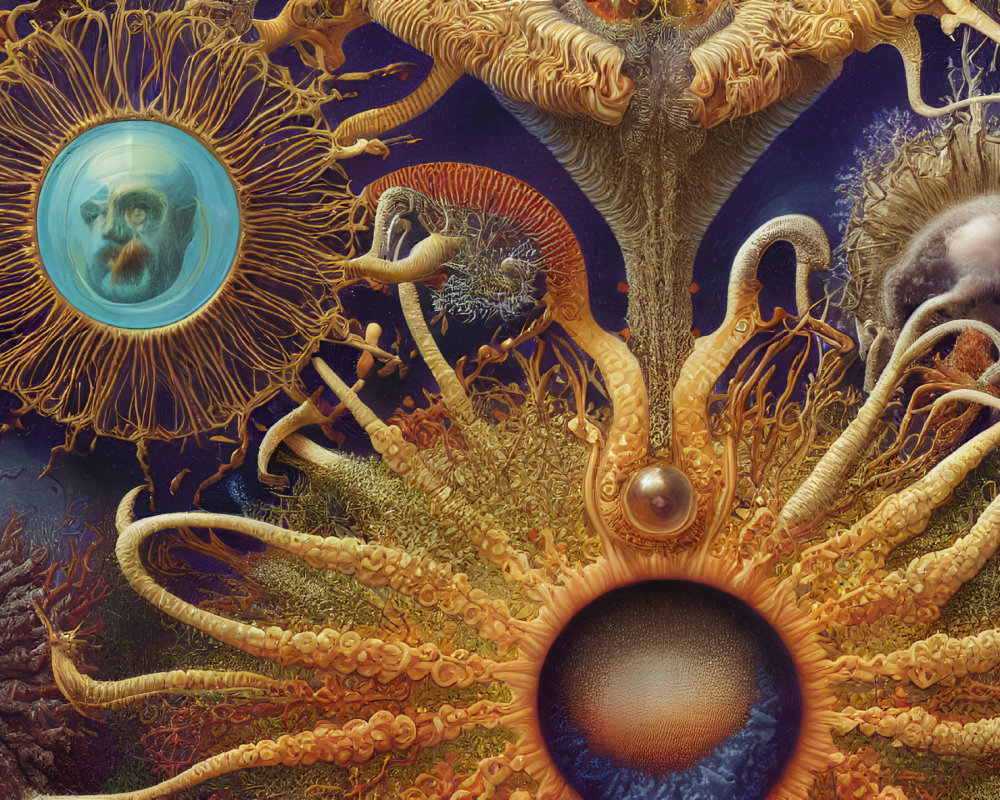 Detailed Artwork of Alien-Like Marine Organisms