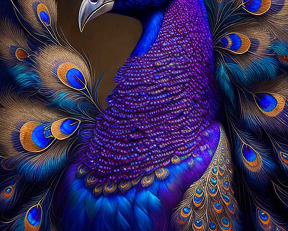 Colorful Peacock with Vibrant Blue and Green Feathers