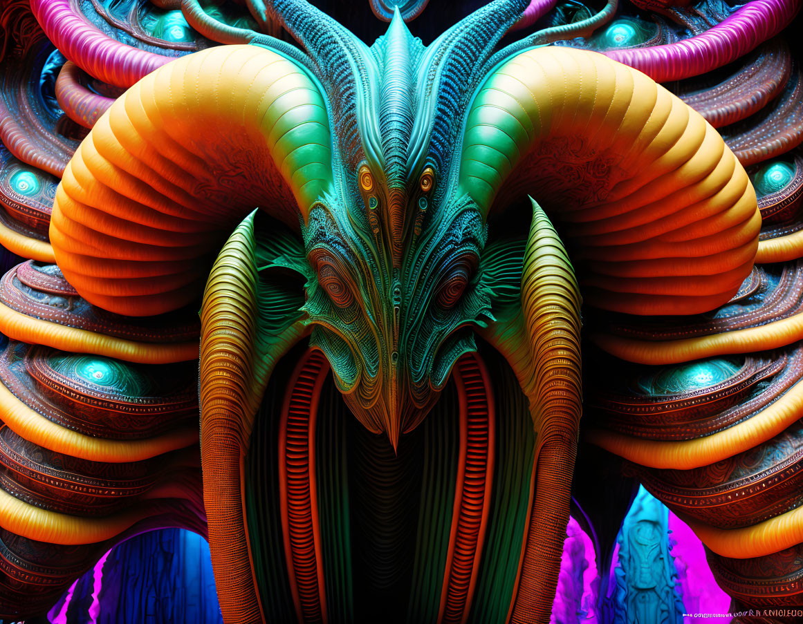 Colorful Symmetrical Fractal Patterns of Abstract Creatures