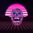 Neon pink and white 3D digital art of geometric mountain on grid