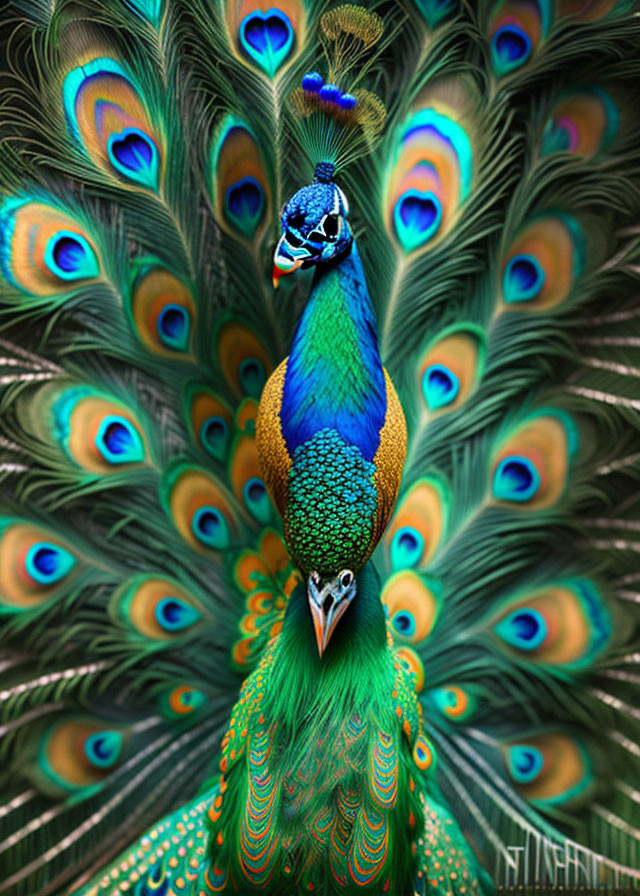 Colorful Peacock with Iridescent Feathers