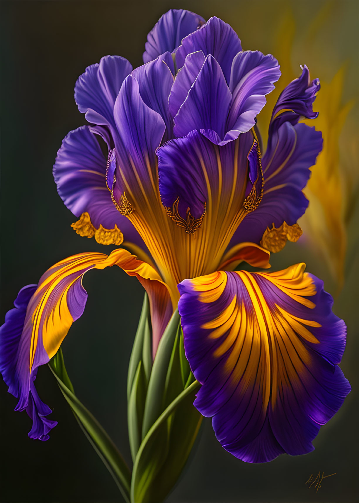 Stunning Purple and Yellow Iris Flower with Delicate Petals