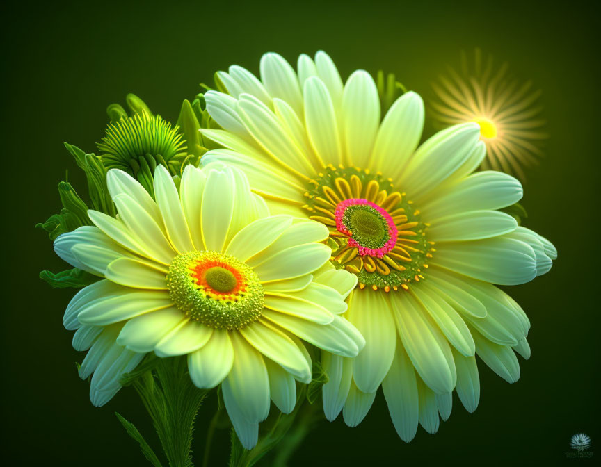 Vibrant Yellow Gerbera Flowers on Blurred Green Background