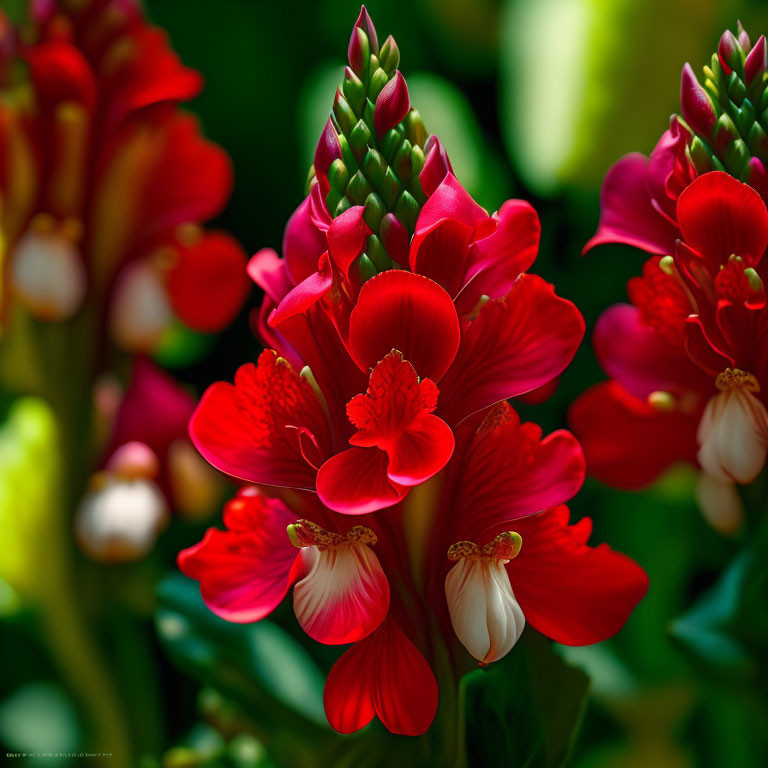 Beautiful Vibrant Red Flowers with White Centers and Yellow Stamens