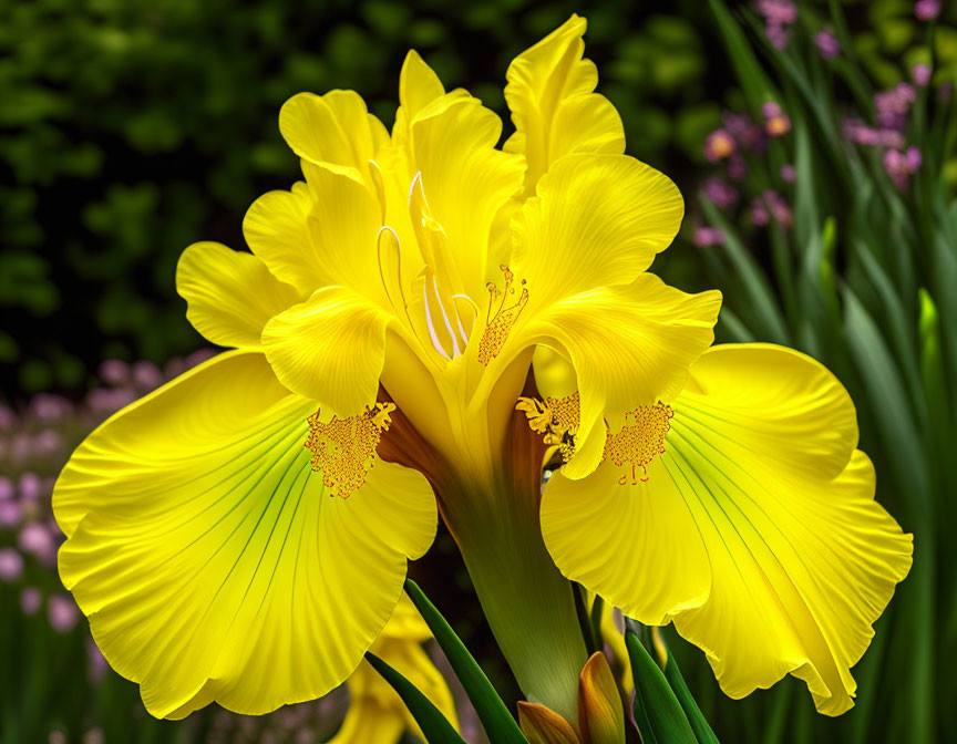 Bright Yellow Iris Flowers in Full Bloom with Delicate Petals and Prominent Stamens