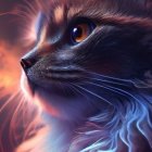 Colorful Cat Artwork with Cosmic Background