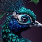 Colorful Peacock Illustration with Cosmic Background