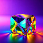 Colorful Crystal Shining on Purple and Blue Background