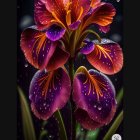 Colorful Blooming Flowers Artwork on Dark Background