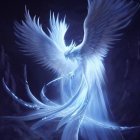 Blue phoenix with spread wings exudes mystical power