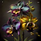 Colorful Orchids with Detailed Petal Patterns on Soft Green Background