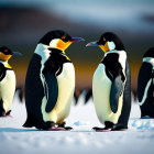 Emperor Penguins with Vibrant Neck Markings in Snowy Scene