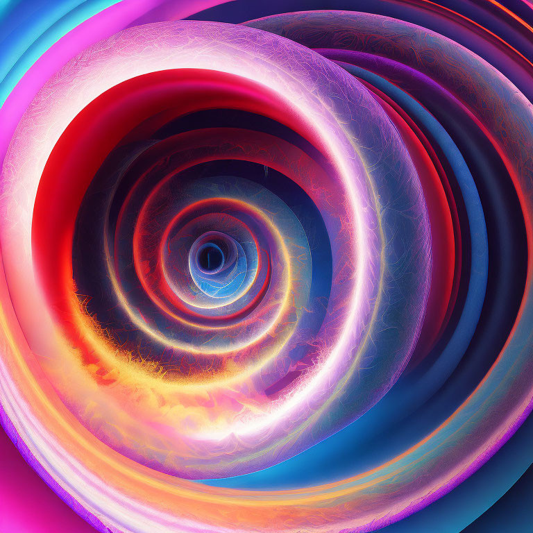 Colorful digital fractal design with blue, purple, and pink swirling patterns