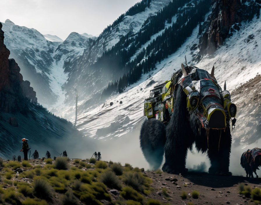 Ornate Beast Mask in Mountainous Landscape