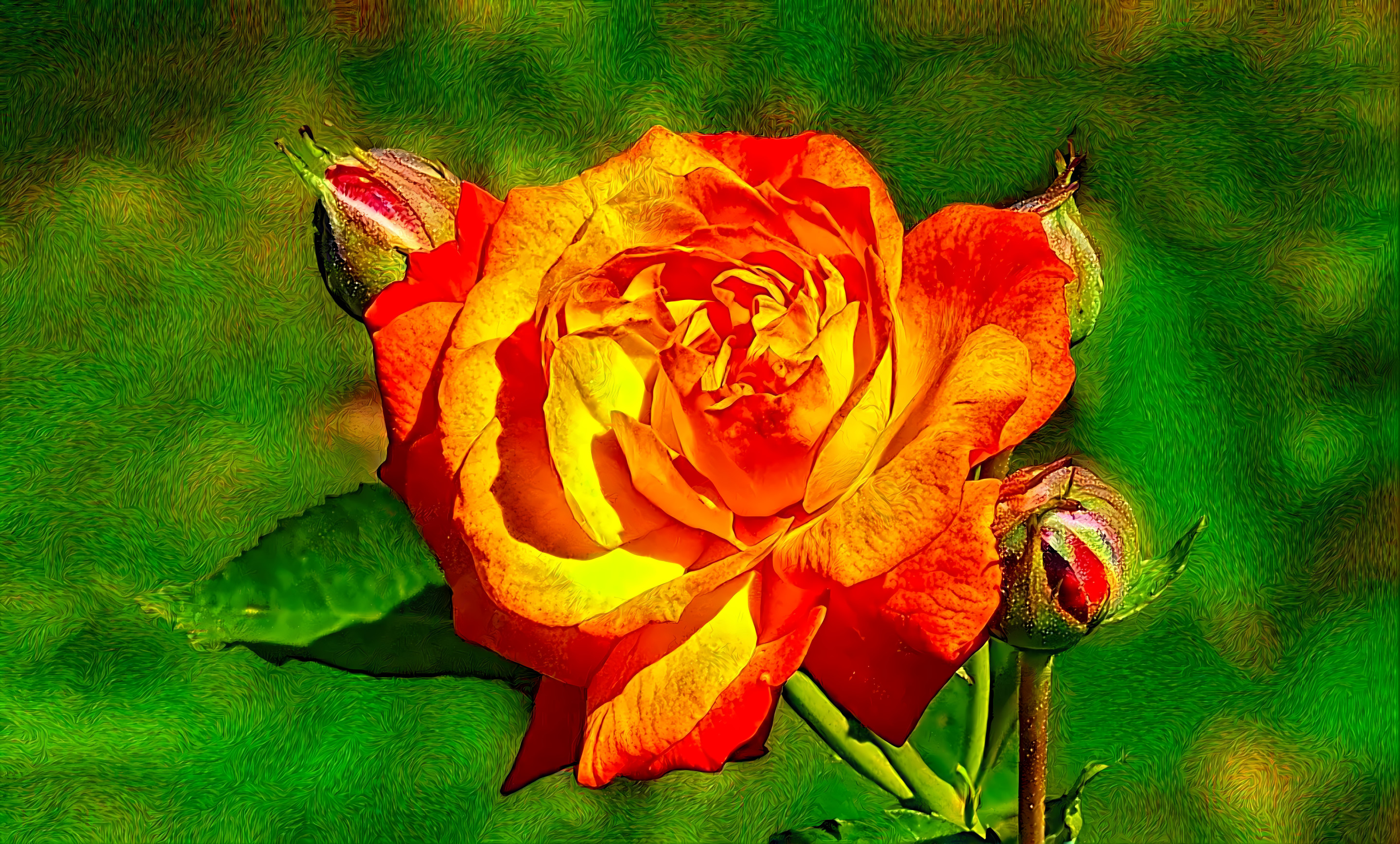 Rose in warm colours