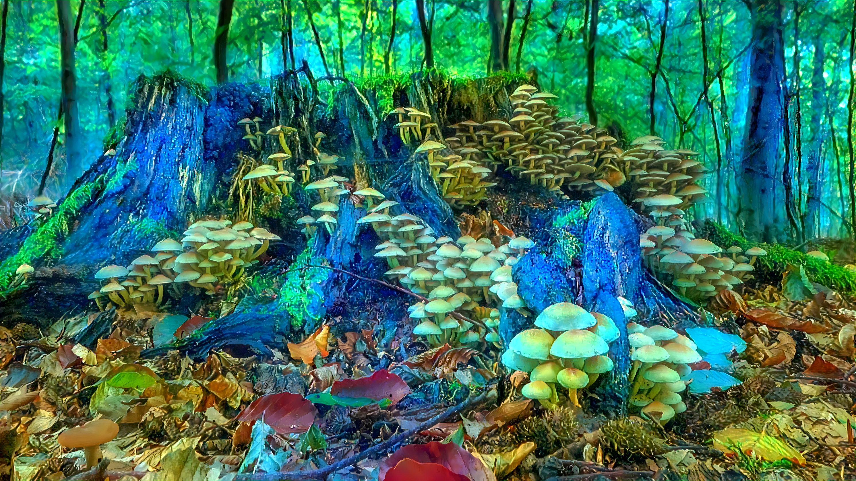 Many mushrooms