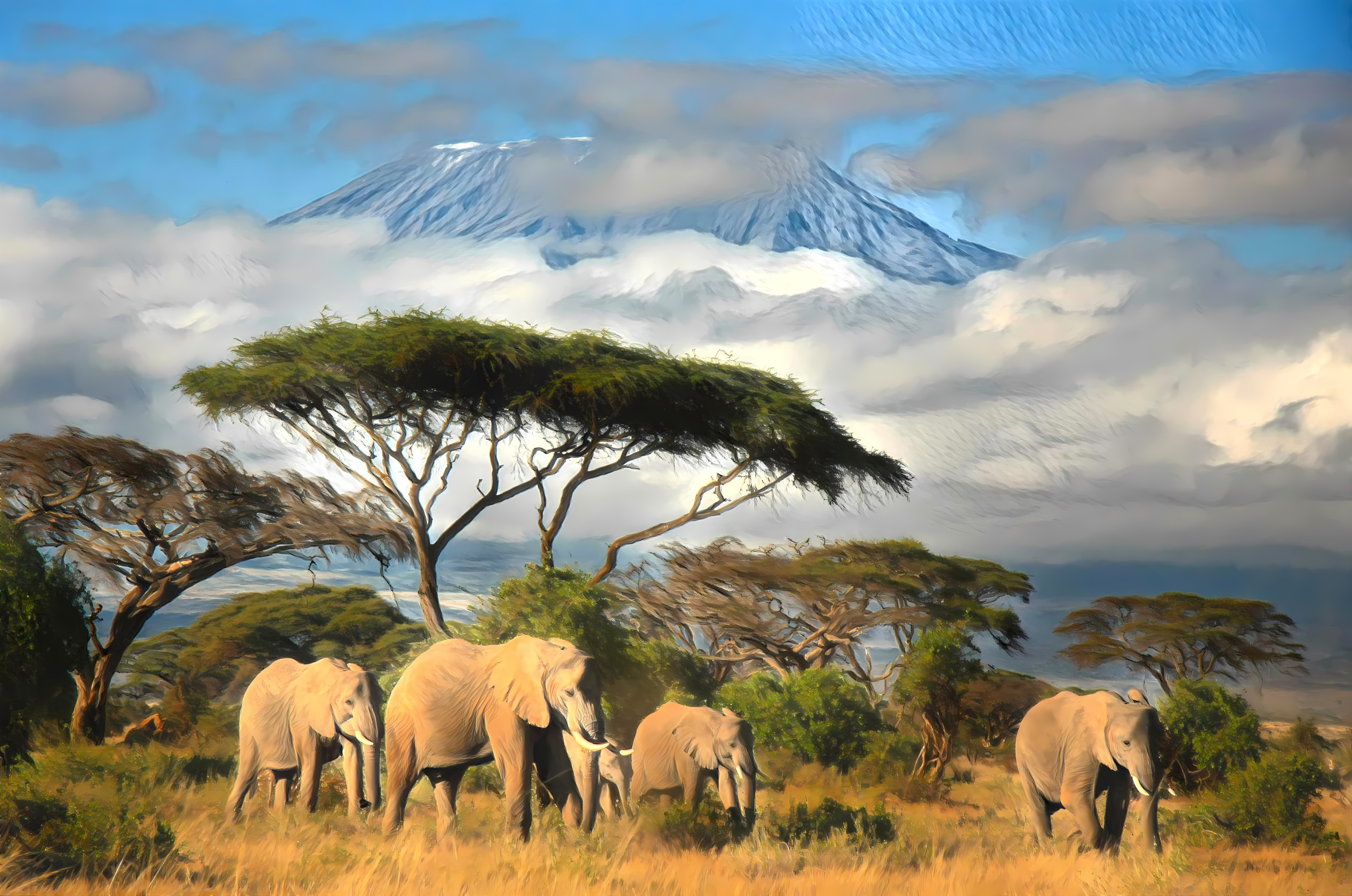 East African landscape with Elephants