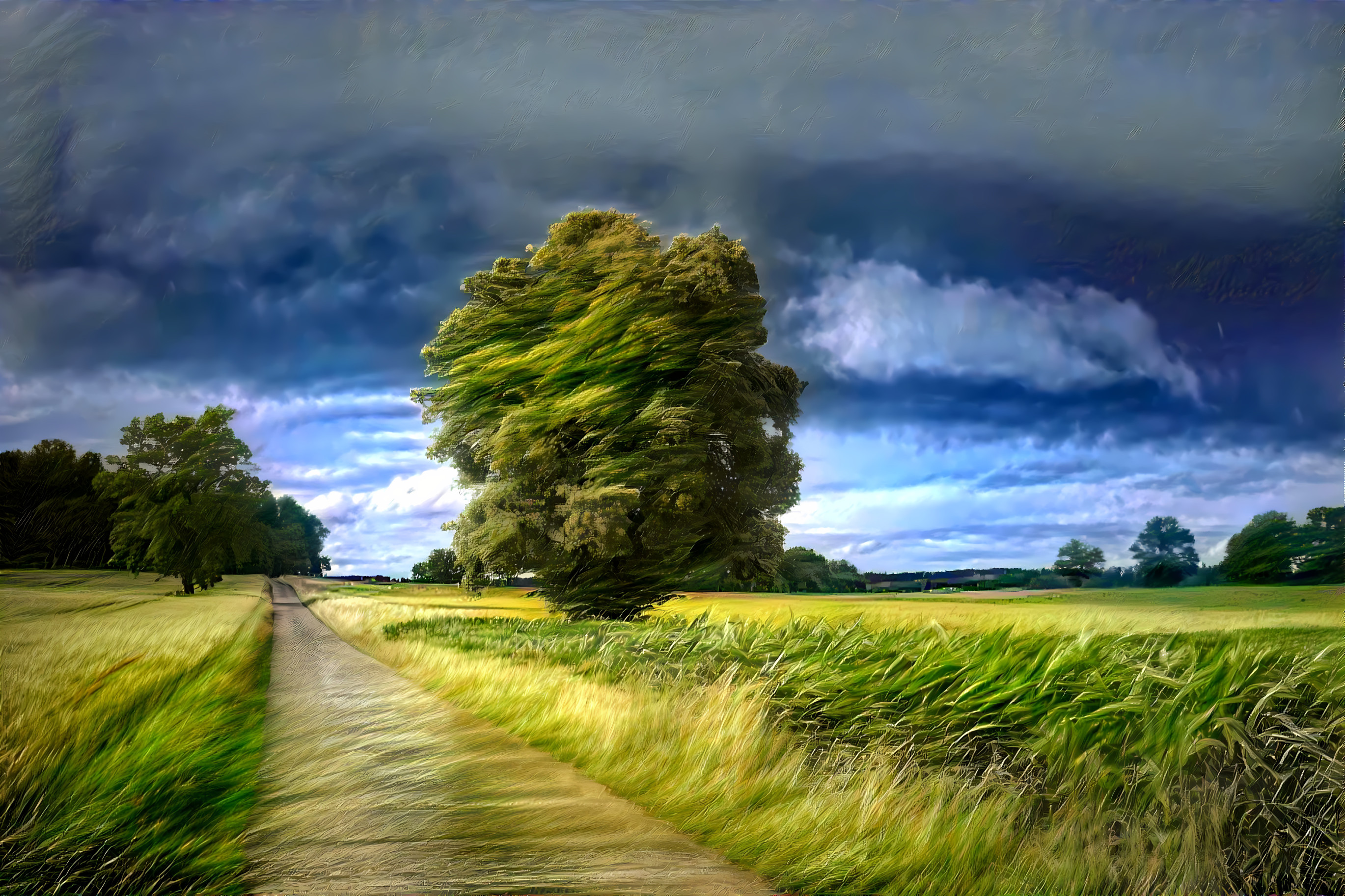 Tree in a field of grain