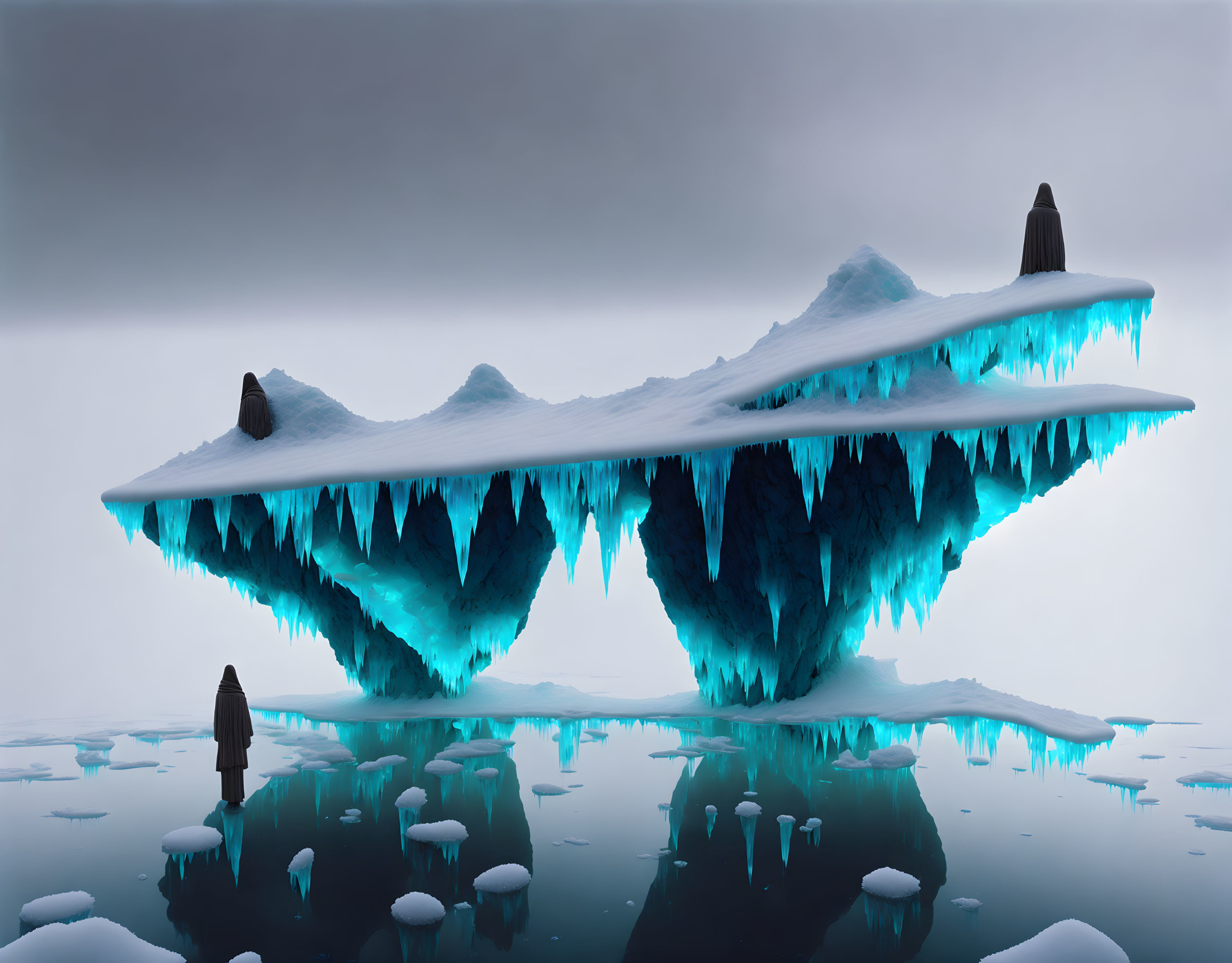 Massive iceberg with intricate icy blue details underwater