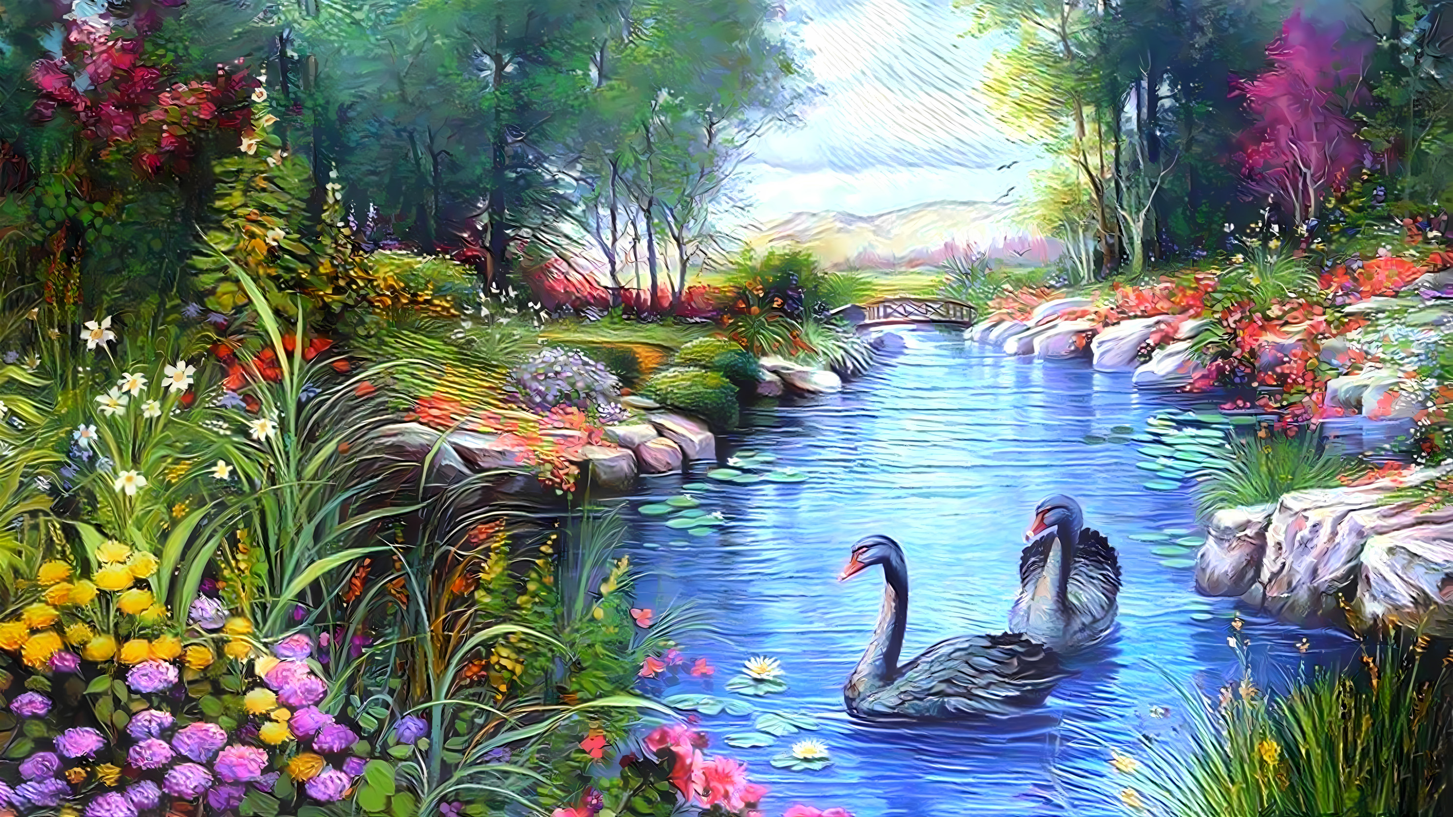 Lake with Swans