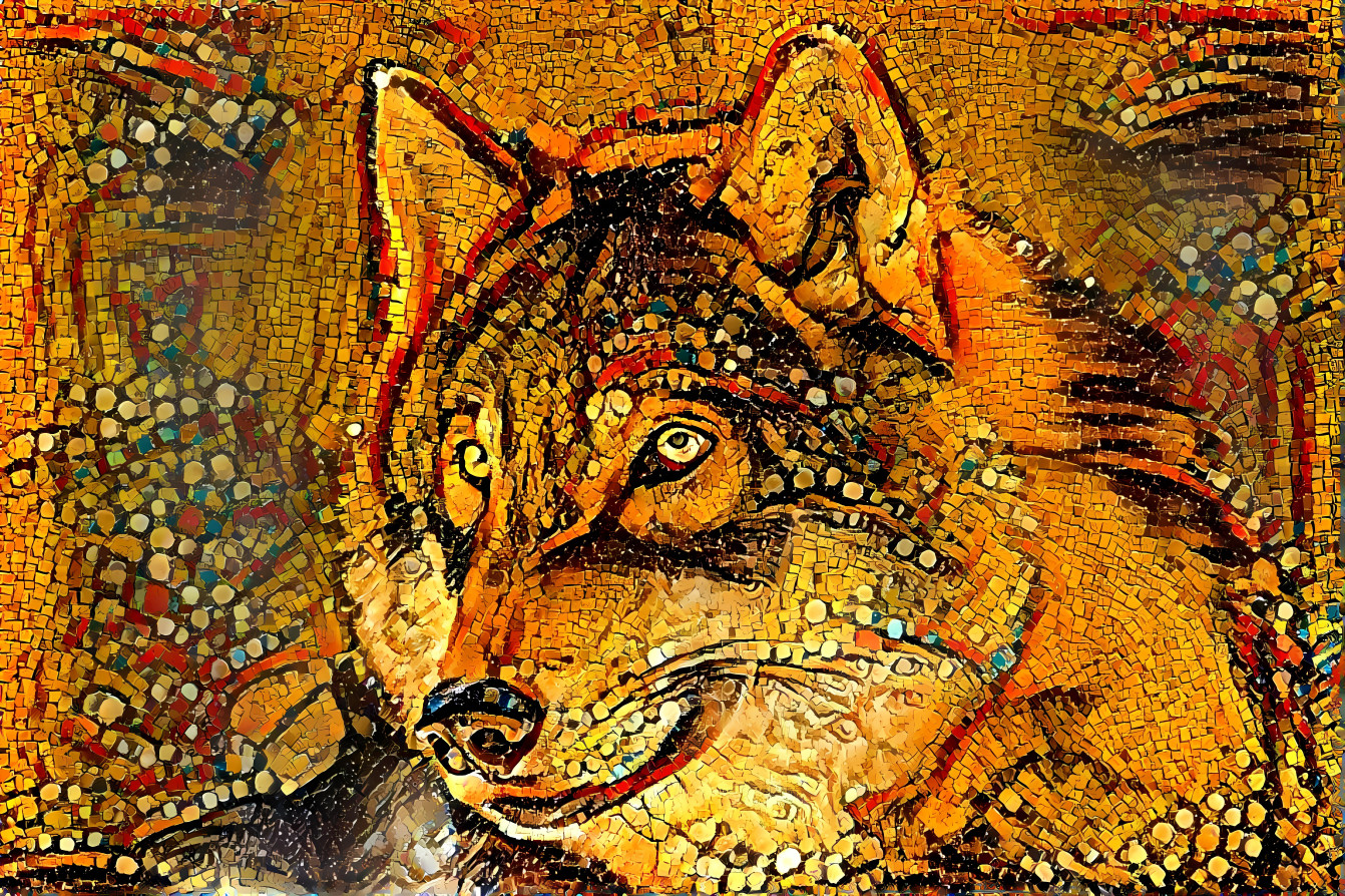 Wolf in Byzantine mosaic style