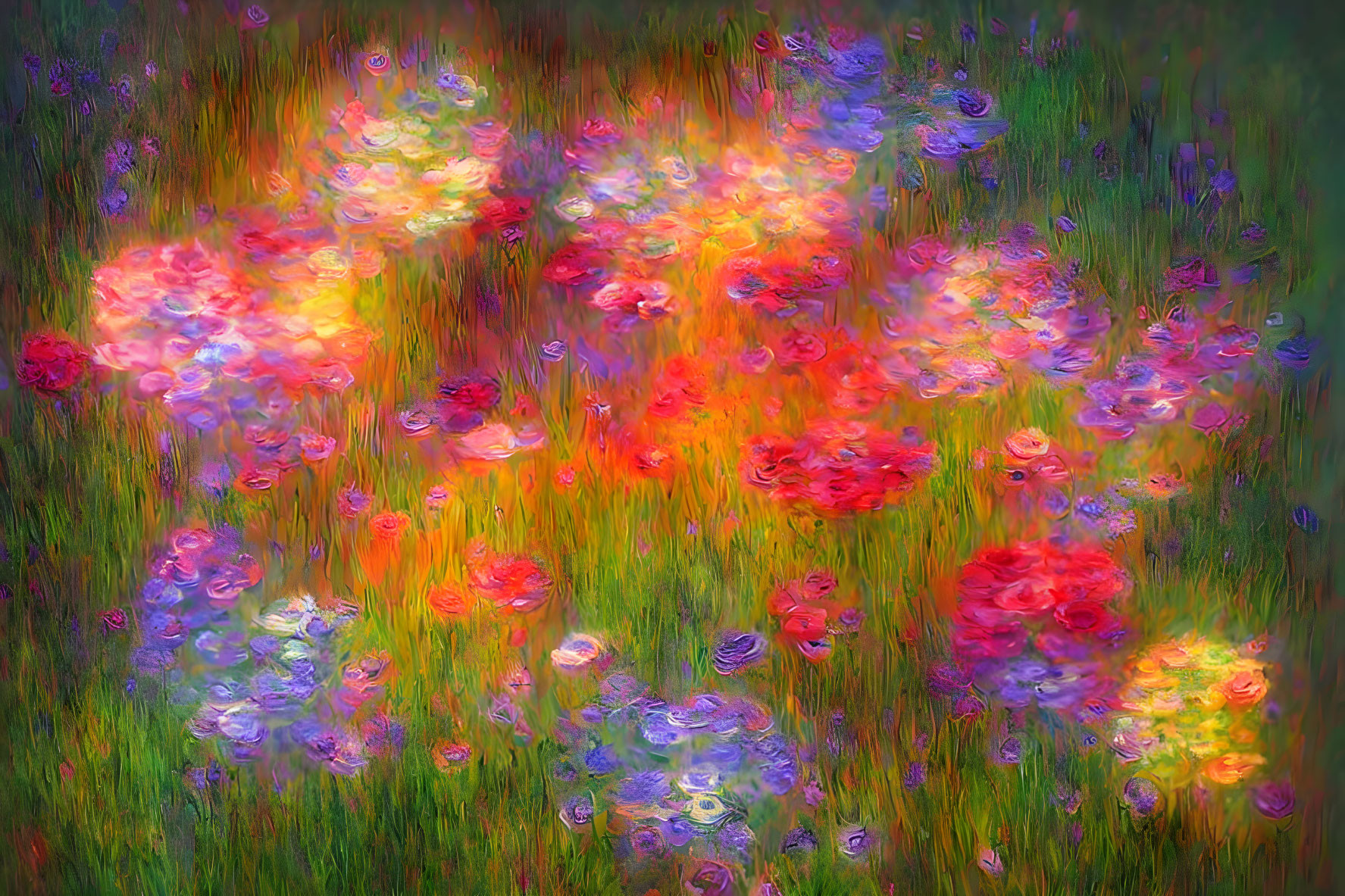 Vibrant Impressionistic Flower Field Painting