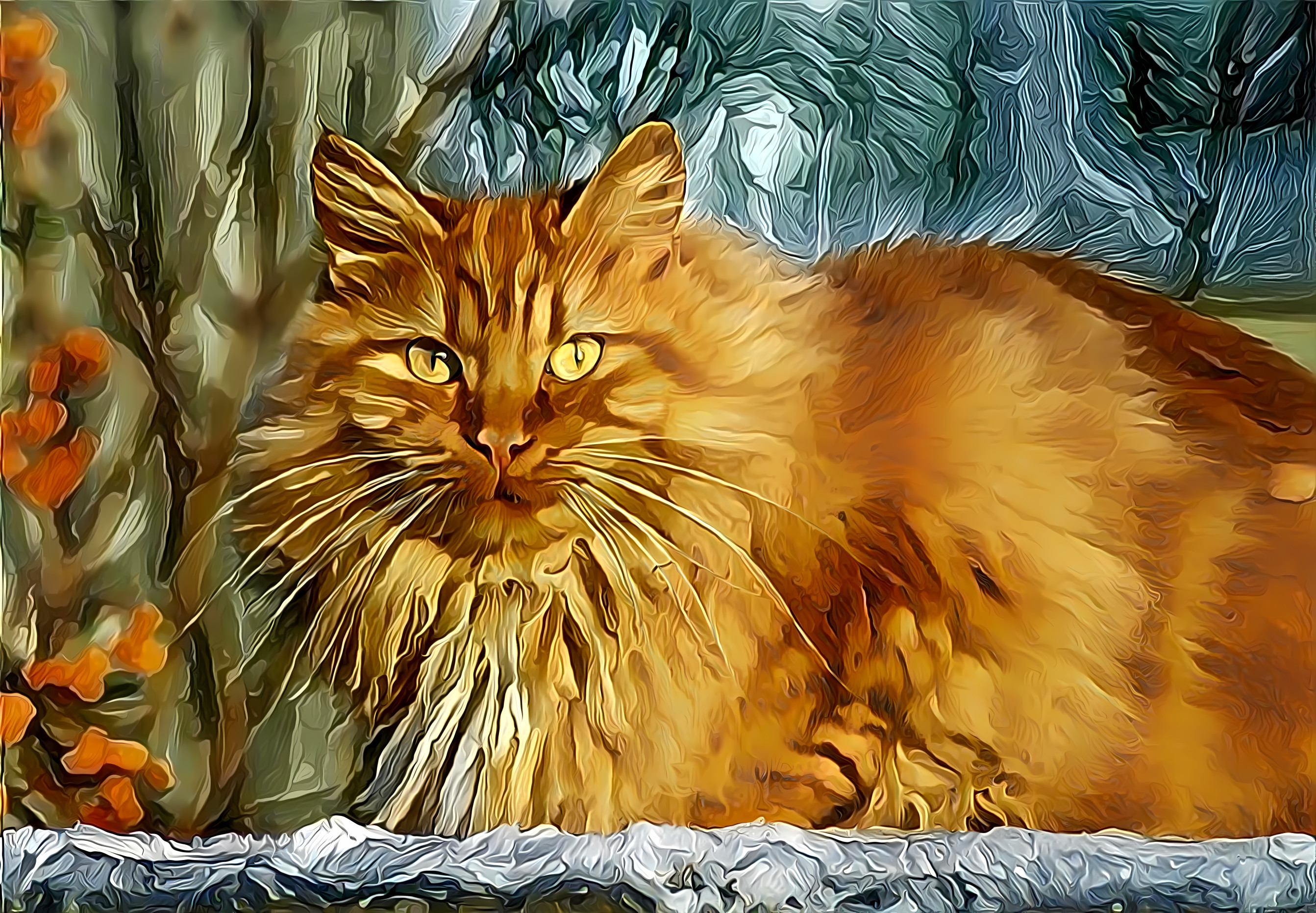 Maine Coon large golden cat