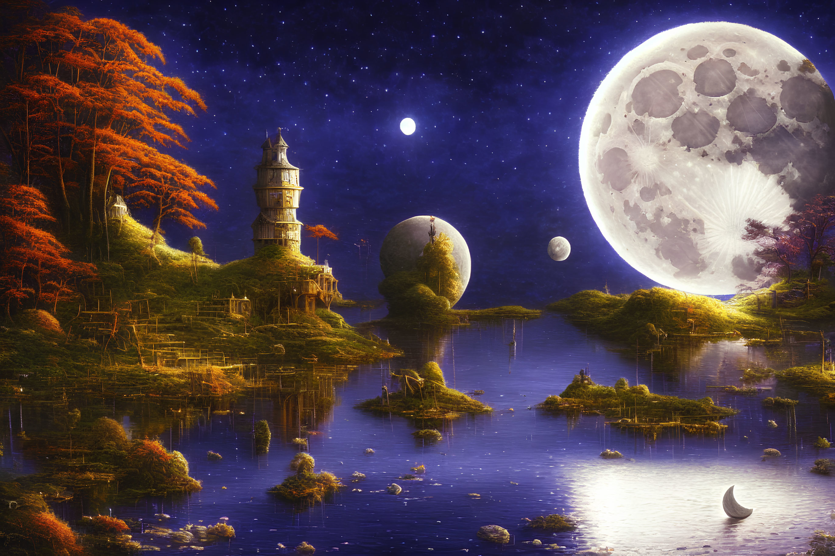 Large moon scene