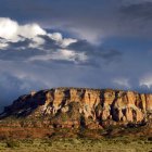 Elephants Migrating Across Grassy Plain and Mountains